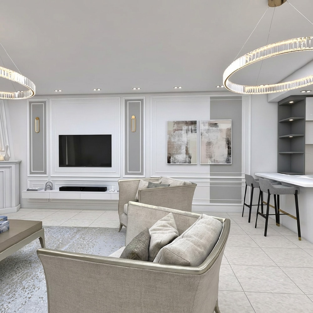 نمای جانبی اتاق پذیرایی پروژه فضیلت