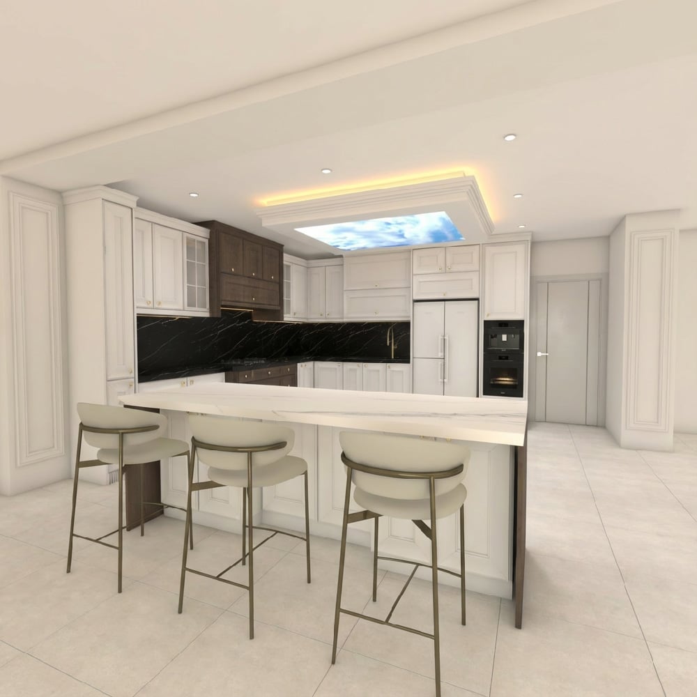 نمای جانبی اشپزخانه پروژه کوار کلاسیک