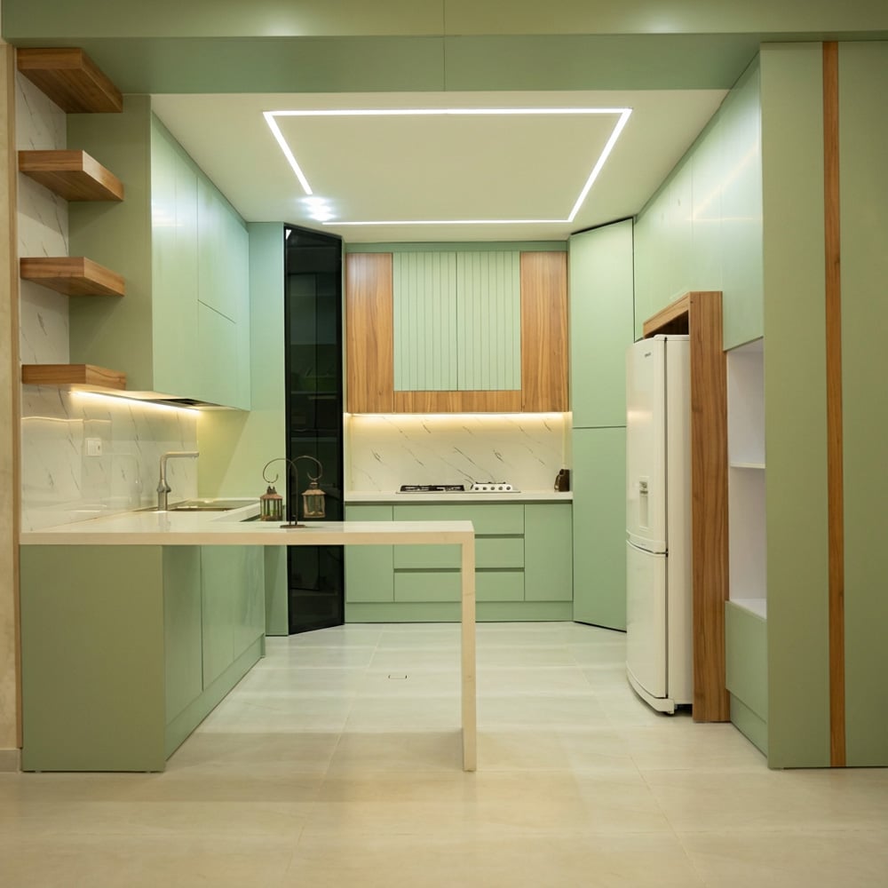 نمای رو به رو پروژه صدرا مدرن آشپز خانه