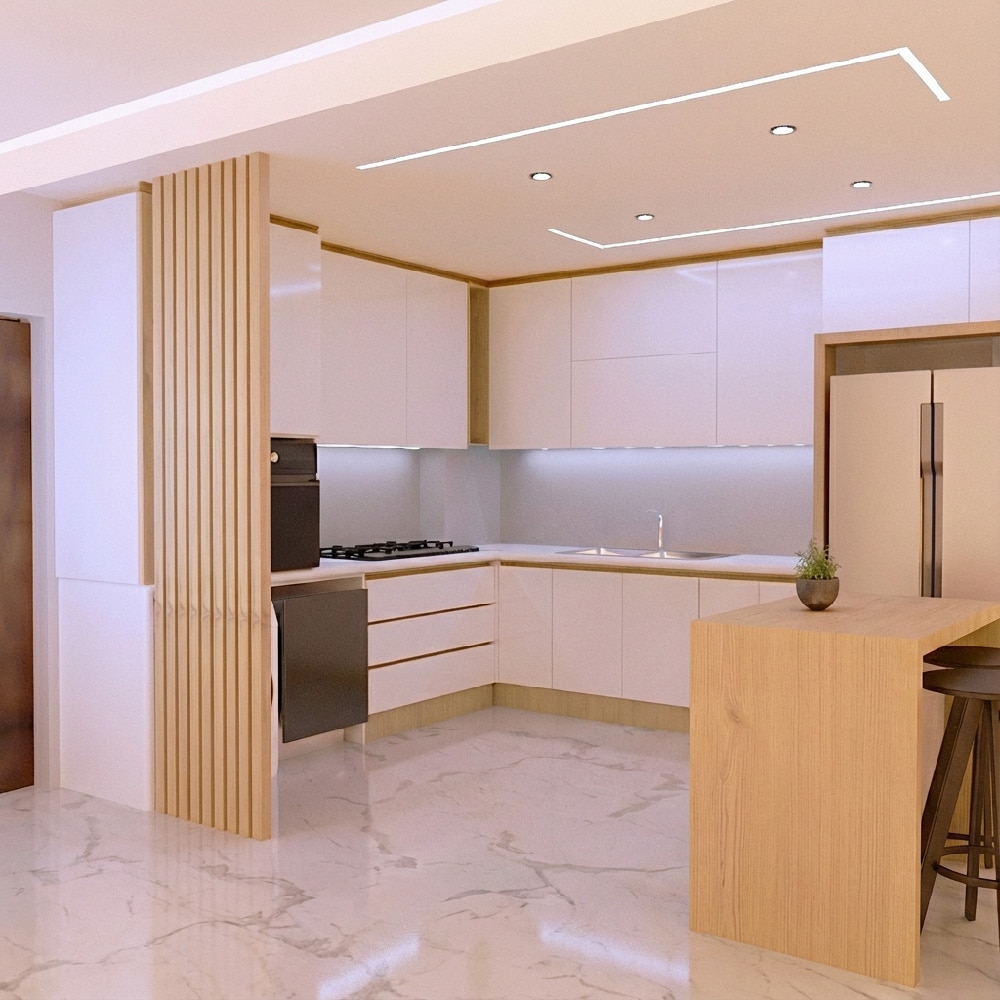 نمای جانبی آشپزخانه پروژه سفیر جنوبی