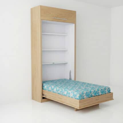 نمای کناری تخت تاشو تک نفره کم جا فراطرح به صورت باز